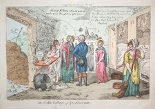 1808 Isaac Cruikshank Scottish Cottage Hütte Femmes Brothel Caricature