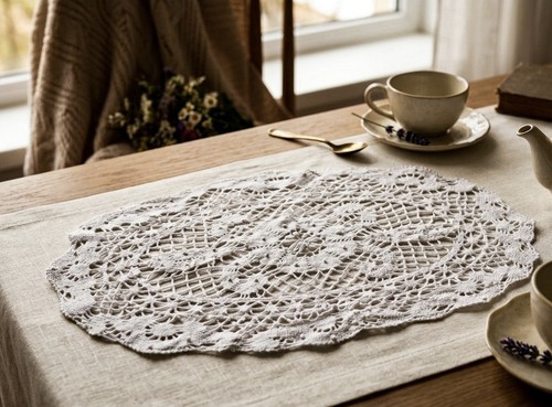 Grand napperon vintage crochet - napperon,