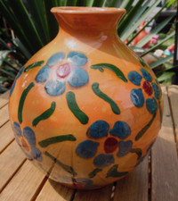 Ancien Vase Boule En Terre Cuite Emaillé Emile Simonod Signé Sispa Savoie France