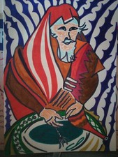 dessin au feutre le rabbin d'après Marc Chagall