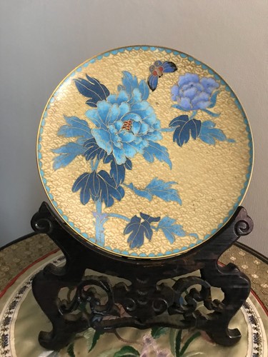 Cloisonne assiette plat - cloisonne, bronze