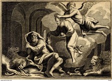 Daniel dans la fosse aux lions - Bible Louis Isaac Lemaistre de Sacy Gravure or