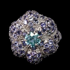 925 Bague en Argent Ovale Zircon 6mm Pierre Précieuse Tanzanite Bijou Fleur Size