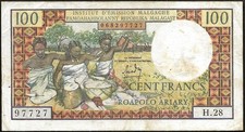 Madagascar - billet de 100 francs 1964 TTB ! P#57