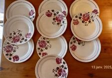 10 Assiettes Vintage Roses  SIMONE Badonviller French Plates