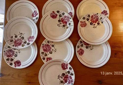Assiettes vintage roses - assiettes,