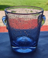 SEAU A GLACONS BIOT VERRE BULLE DE COULEUR BLEU