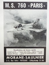 6/1959 PUB AVION MORANE SAULNIER MS 760 PARIS AVION QUADRIPLACE FRENCH AD