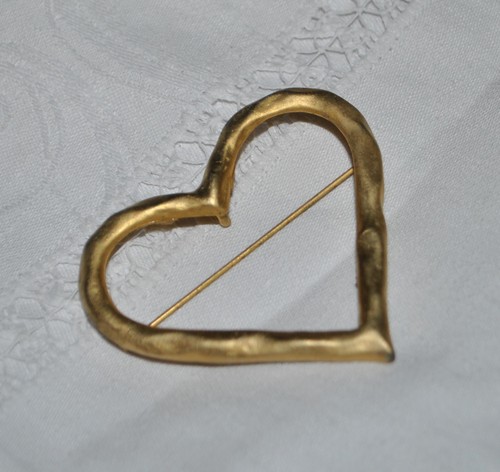 Broche coeur vintage métal - broche,