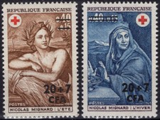 REUNION CFA 388 389 ** MNH Croix-Rouge tableau Mignard été hiver