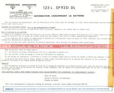 MOTOBECANE 125 L SP 93 D DL : Note N°10102 ‘Batterie’ MOTOCONFORT