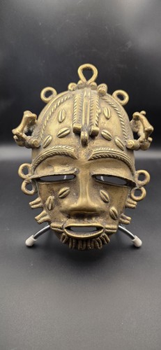 Ancien masque africain bronze - ancien,