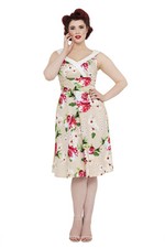 Robe Vintage Florale Tropicale Taupe Rockabilly Retro Voodoo Vixen Pour Femmes