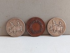 LOT 3 MEDAILLES ANCIENNES BRONZE ARGENTE & CUIVRE COMICE AGRICOLE AISNE XIXème