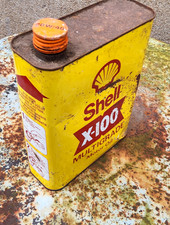 bidon huile ancien SHELL X 100  MULTIGRADE