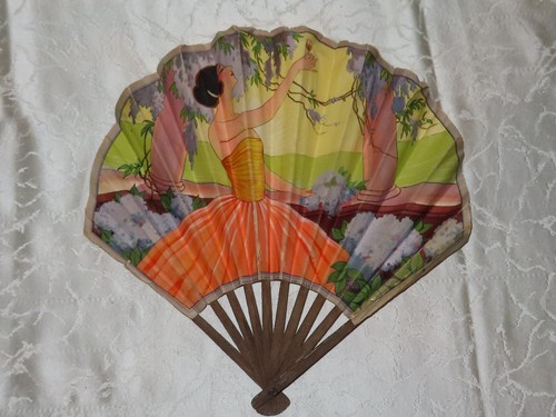 éventail ancien femme - femme, motif