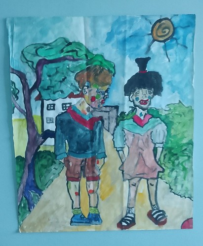 Aquarelle art brut - brut, "