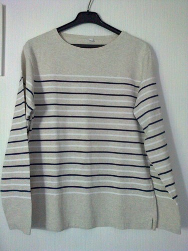 Pull coton écru - , rayé
