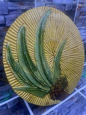 Assiette décorative Vallauris en faïence motif ananas tropical vintage année 60