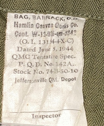 Barrack bag army 1944 neuf - barrack,