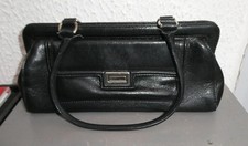 VINTAGE. SAC A MAIN CUIR NOIR