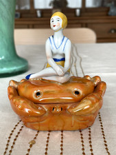 Baigneuse bathing beauty boite à poudre porcelaine lustrée vanity box flapper