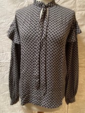 Top chemise 40/42 blouse fluide viscose imprimé chaine noir & blanc GAUDI