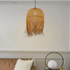 Lustre d'abat-jour de lumière pendante en bambou tissé pour la maison de