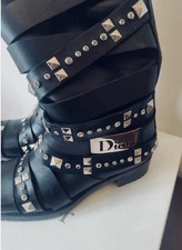 Botte motard Dior en cuir et