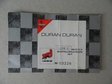 TICKET BILLET CONCERT : DURAN DURAN Montpellier 1987