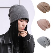 Bonnet en laine et cachemire pour femme, bonnet d'hiver chaud doux tricot, A7J7