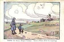 PC HANSI, ARTIST SIGNED, SCENE IN ALSACE, VINTAGE POSTCARD (b7631)