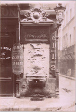 France, Paris, Vue d'une fontaine vers les arts et métiers, Vintage print, 