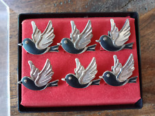 Porte-nom (6) oiseau passereau mésange métal - coffret plastique - vintage