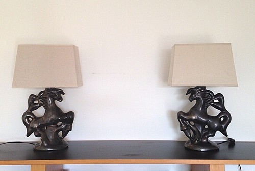 Rare paire lampes cheval - de,