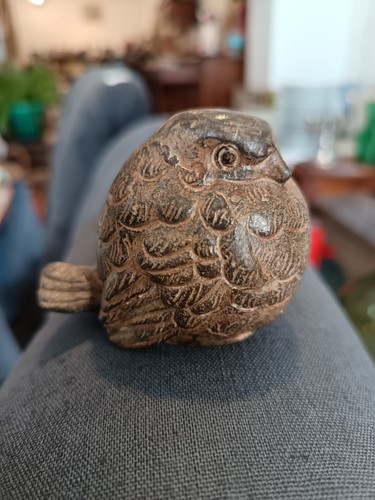 Moineau bronze signé - bronze,