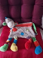 Doudou plat vache girafe Zoé Mots D Enfants Bande Orange ROND Bleu Vert Orange