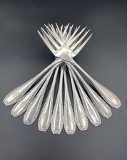 10 Fourchettes A Poisson Métal Argenté Gebr. Hepp Monogrammés Bon État 17,5cm