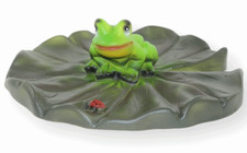Déco Figurine Figure D'Étang Feuille de Nénuphar Avec Grenouille Et Coccinelle H