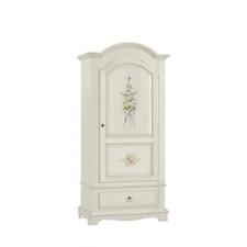 Armoire Ante Battants Shabby Chic Blanc Décoré Art Pauvre Classique Fleurs