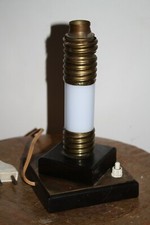  ANCIEN PIED LAMPE EN BOIS LAITON VERRE ART DECO MODERNISTE CONSTRUCTIVISTE 