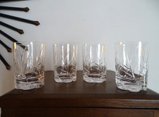 4 verres à eau modele BLIGNY n°2 cristal taillé Daum France signés - 11 cm