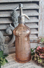ANCIEN SIPHON ROSE MARQUISE EAU DE SELTZ ABSINTHE PLESTIN LES GREVES BRETAGNE