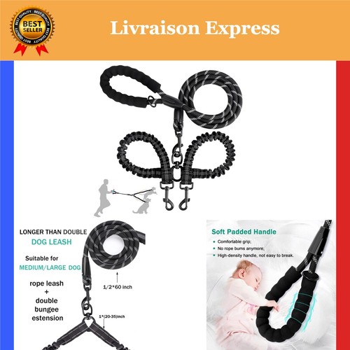 Laisse double anti enroulement - laisse,