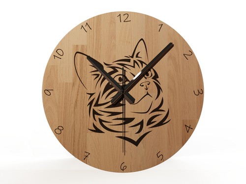 Horloge chat tribal - horloge,