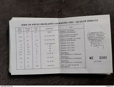 CERTIFICAT D'AUTHENTICITE COFFRET BELLE EPREUVE BE 1993 FRANCE