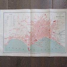 CARTE GEOGRAPHIQUE ANCIENNE 1875 PLAN DE VILLE NAPLES ITALIE