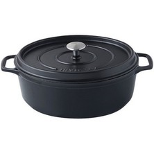 invicta cocotte ovale en fonte émaillée 27cm noir 403271 