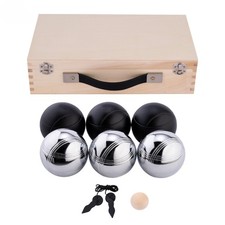 - 010208 - Coffret de Pétanque en Bois de Luxe - Bois Naturel - 74 mm - 6 Bou...