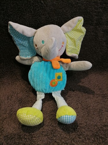 Doudou peluche éléphant bleu - doudou,